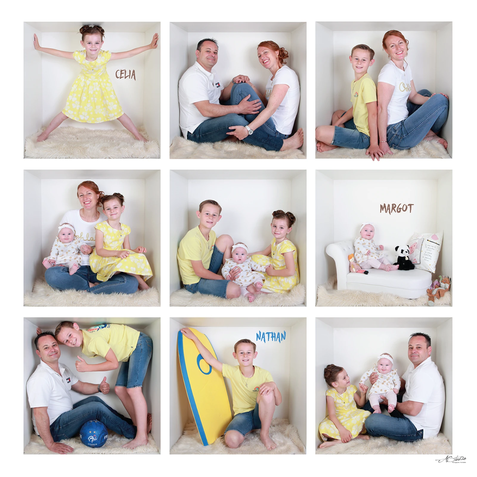 Montage In Ze Boîte d’une famille réalisé chez AStudio
